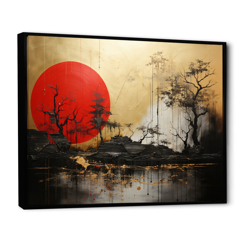 " China Art Dynastic Echoes II ", 12" H x 20" W x 1" D, Black Floater Framed