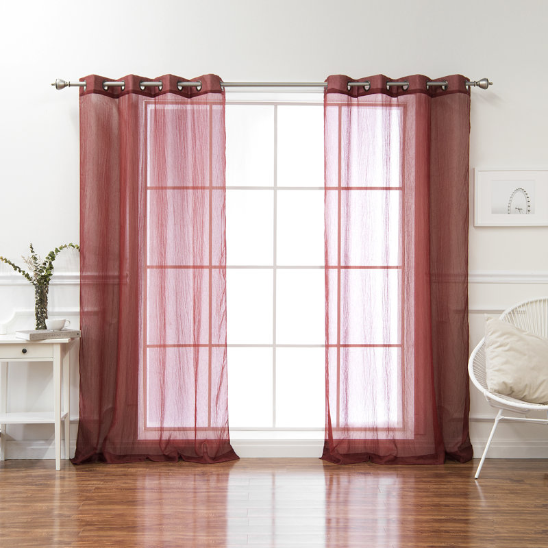 Rideau transparent Maaike, L 52 po x L 108 po, Bourgogne