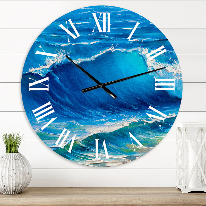 Sunshine Reflecting Throug Braking Waves VIII - Coastal wall clock, Small