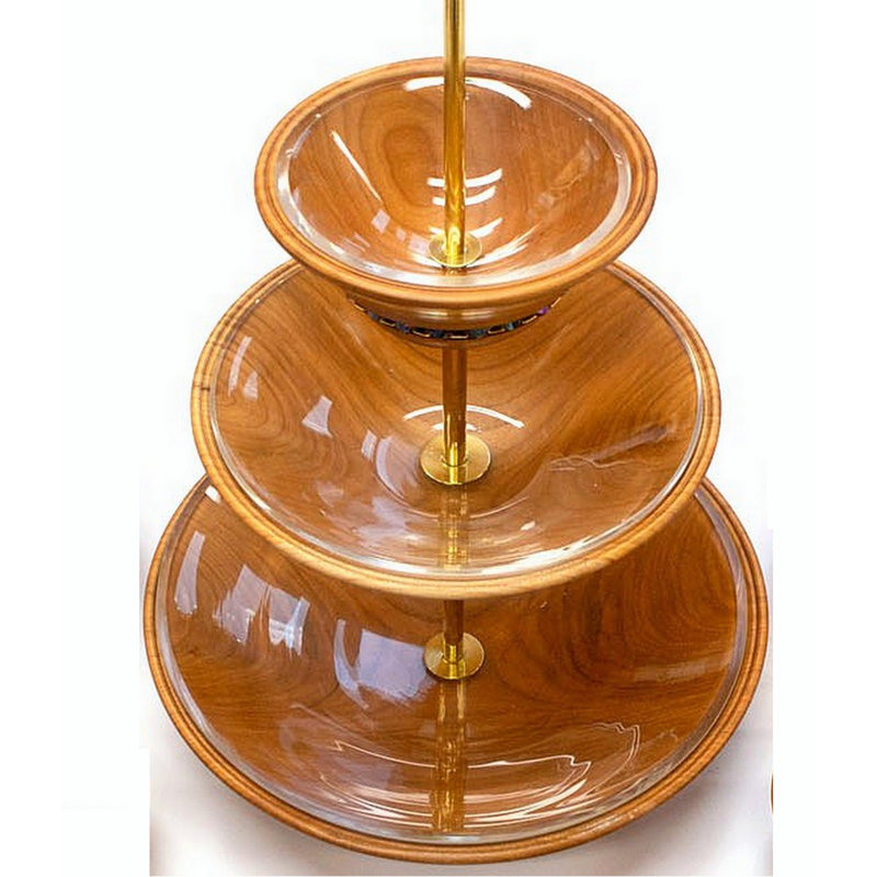 Kasida Oase Wood Tiered Stand, Brown/Labrador Bluesky