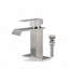 Robinet de lavabo de salle de bain à poignée simple en acier inoxydable noir mat avec bonde escamotable-135455094