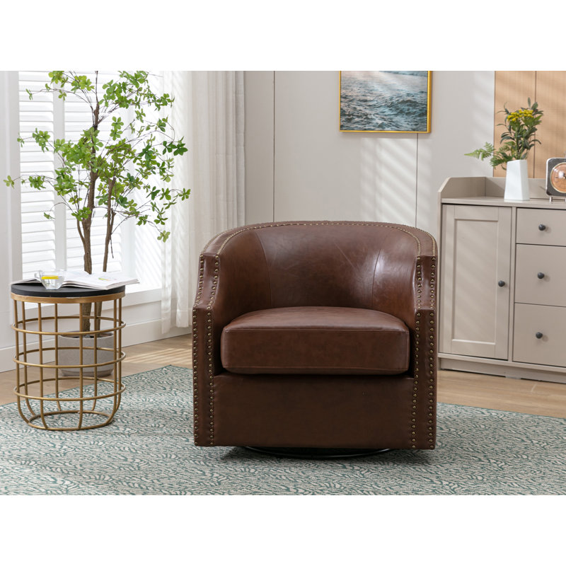 Fauteuil demi-tonneau pivotant de 28,28 po Ginna