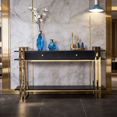 Gold Black Modern Console Table
