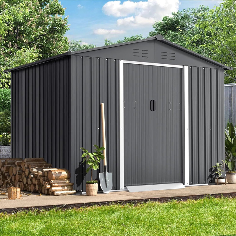 Remise de rangement en métal l 8,3 pi x P 6 pi, Gris foncé