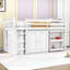 Lit mezzanine simple en bois avec bureau coulissant, armoire de rangement sous le lit, tablette latérale et tiroirs-93168232