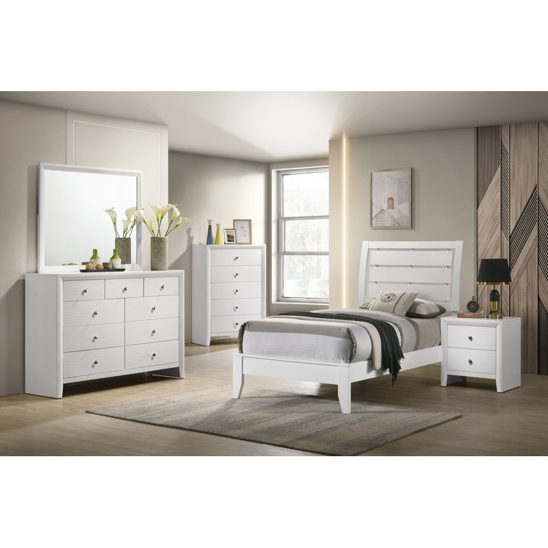 Ensemble de chambre à coucher Rodericus, Blanc, Simple