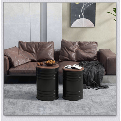 Nesting Storage Ottomans Set of 2 with Lids, Hidden Space