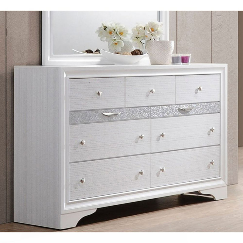 Commode 9 tiroirs avec tiroir à bijoux, Blanc