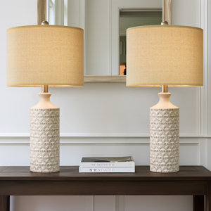 Demontrell 24" Contemporary Ceramic Lamp, for Bedroom Farmhouse Bedside Nightstand