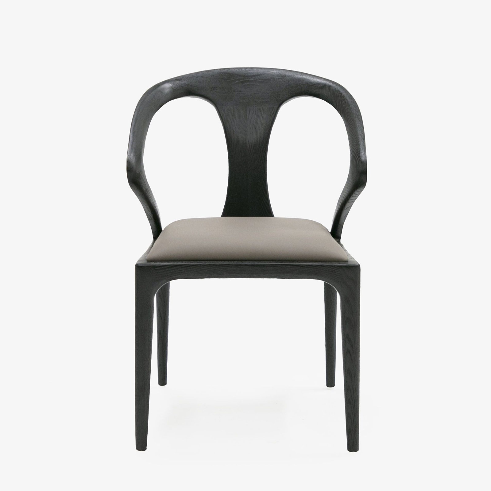 Downham Solid Wood Upholstered Dining Chair, Grey/Black Ash