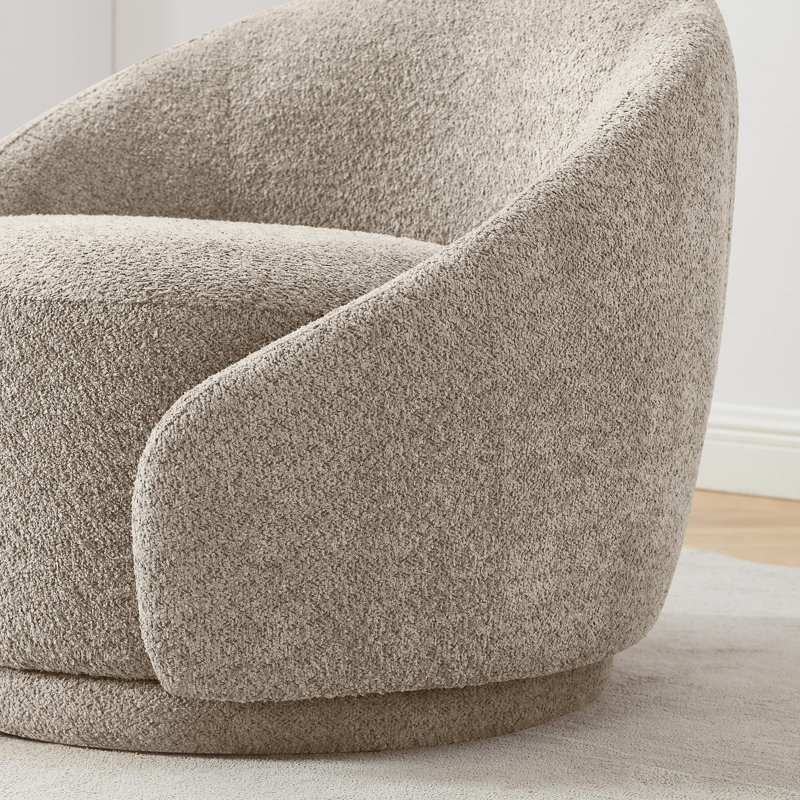 Fauteuil pivotant large de 34,2 po Frieson, Polyester brun clair