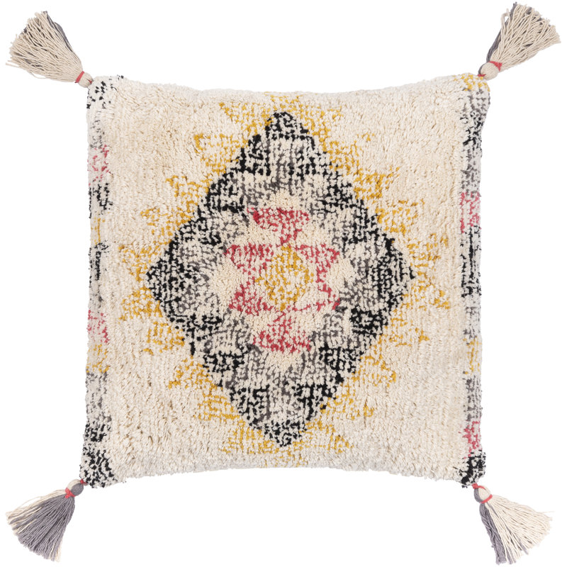 Tassels Cotton Throw Pillow, 20" x 20"