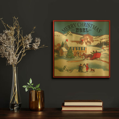 'Merry Christmas Noel' By Jean Plout Gold Metal Wall Art, 12" x 12"