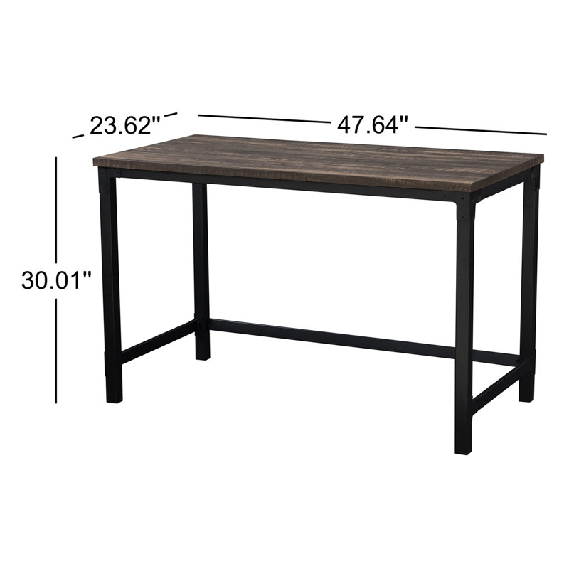 Sunjoy 48" Sturdy Computer Bekki Desk, Industrial Design Workstation with Wood Table Top and Black Steel Frame for Home Office, Brown