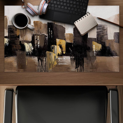 Earthy tones abstract cityscape - 14.00"x24.25" Desk mat