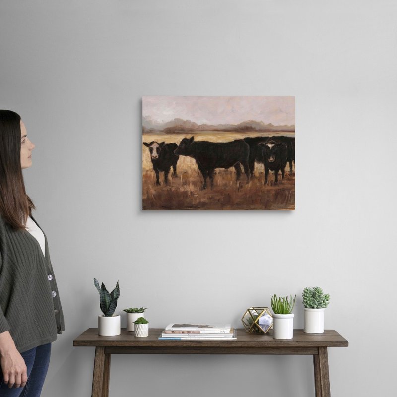 «Black Cows I», art mural sur toile, H 18 po x l 24 po x P 1 po, Toile tendue