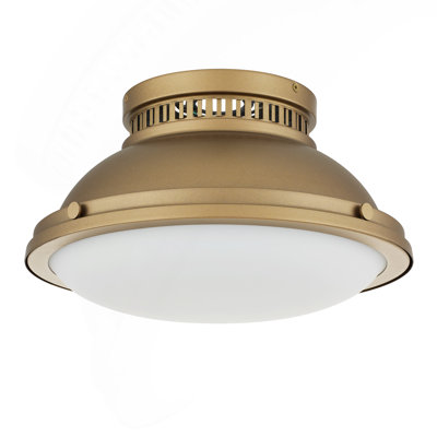 2-Light 14-in Polished Brass Flush Mount
