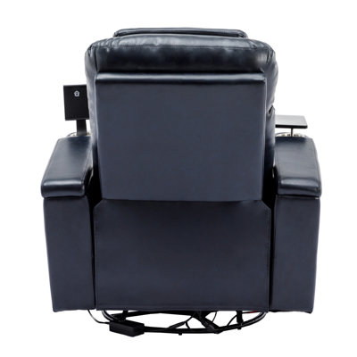 270° Power Swivel Recliner,Home Theater Seating With Hidden Arm Storage And  LED Light Strip,Cup Holder,360° Swivel Tray Table,And Cell Phone Holder,Soft Living Room Chair