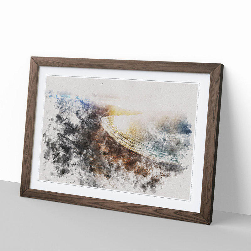 Mountain View of Lanzarote in Spain - Picture Frame Graphic Art, 27cm H x 36cm W x 2cm D, Walnut Framed
