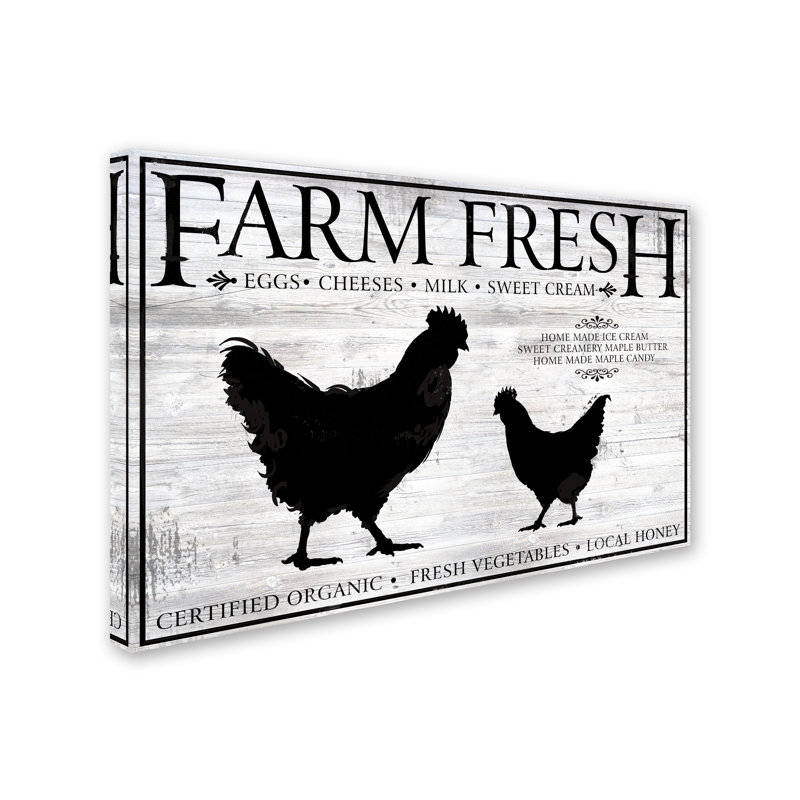 « farm fraîche », publicité rétro sur toile tendue, H 30 po x l 47 po