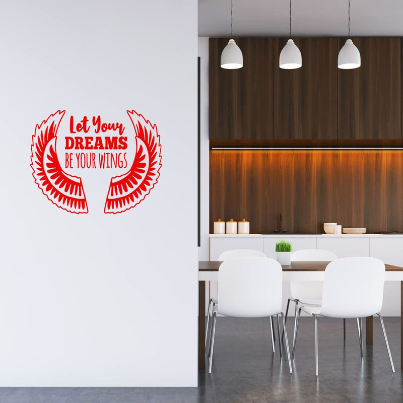 Adhésif décoratif Let Your Dreams Be Your Wings, Rouge, H 18 po x l 23 po