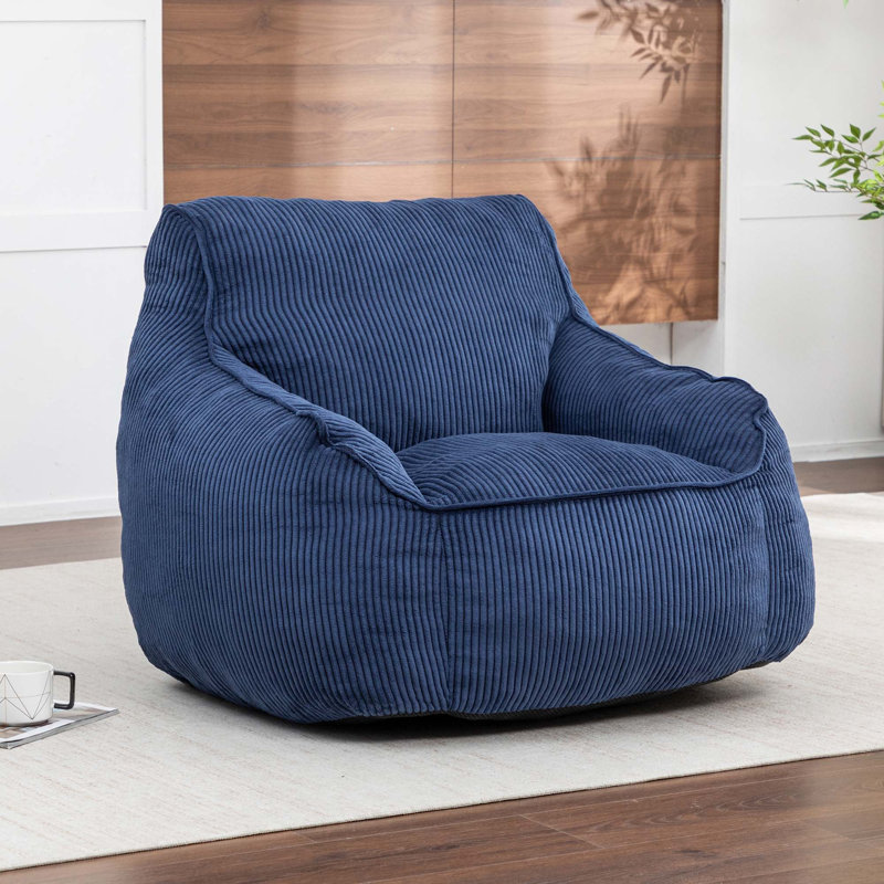 Fauteuil à billes en velours côtelé avec accoudoirs Comfy, Bleu très foncé
