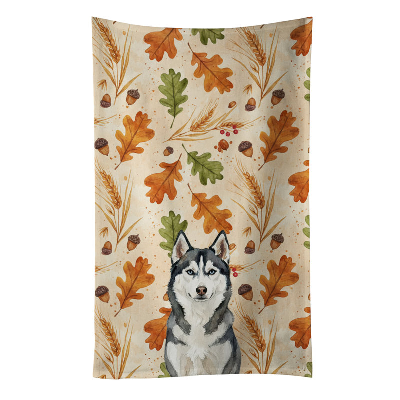 Siberian Husky Heirloom Fall Kitchen Towel, Siberian Husky
