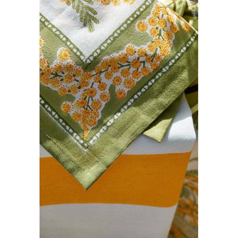 Mimosa Napkins - Green & Yellow - 19" x 19" - Set of 6, Green & Yellow