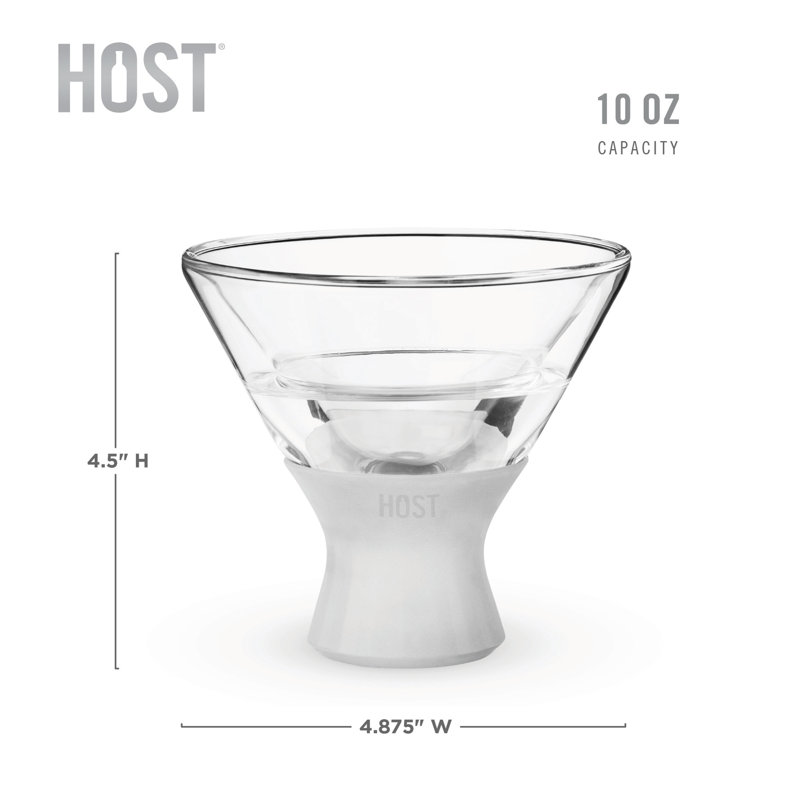 Glass Martini Freeze Cooling Cups with Silicone Grip, Set of 2
