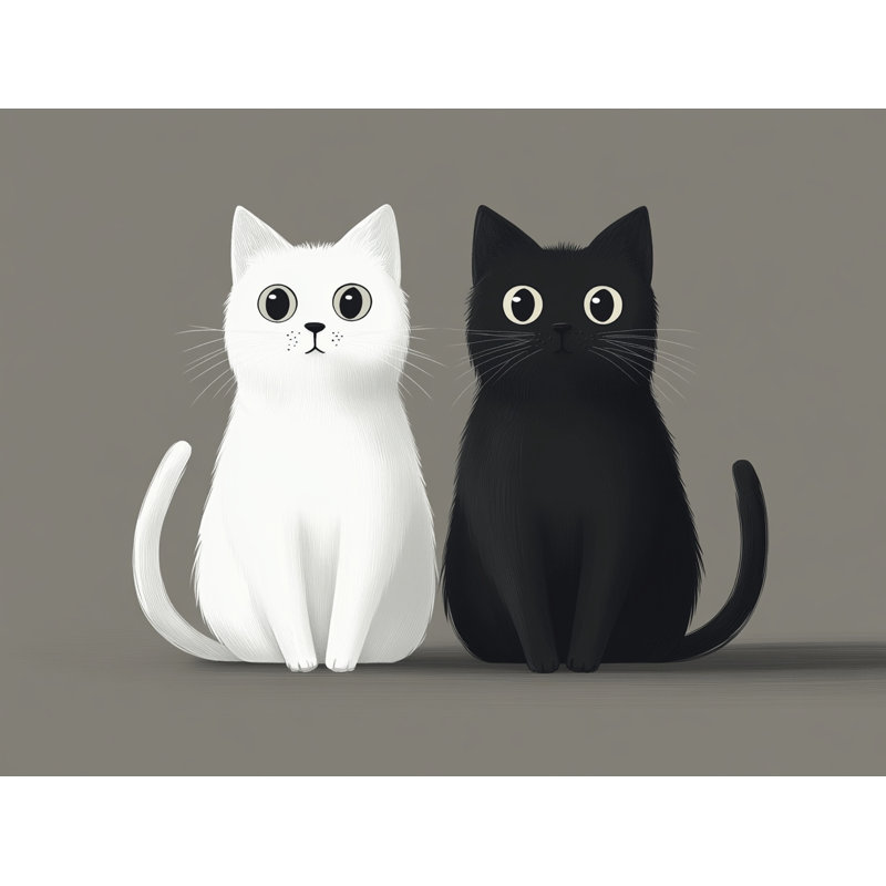 Art mural sur toile Yin and Yang Cats, H 16 po x l 24 po