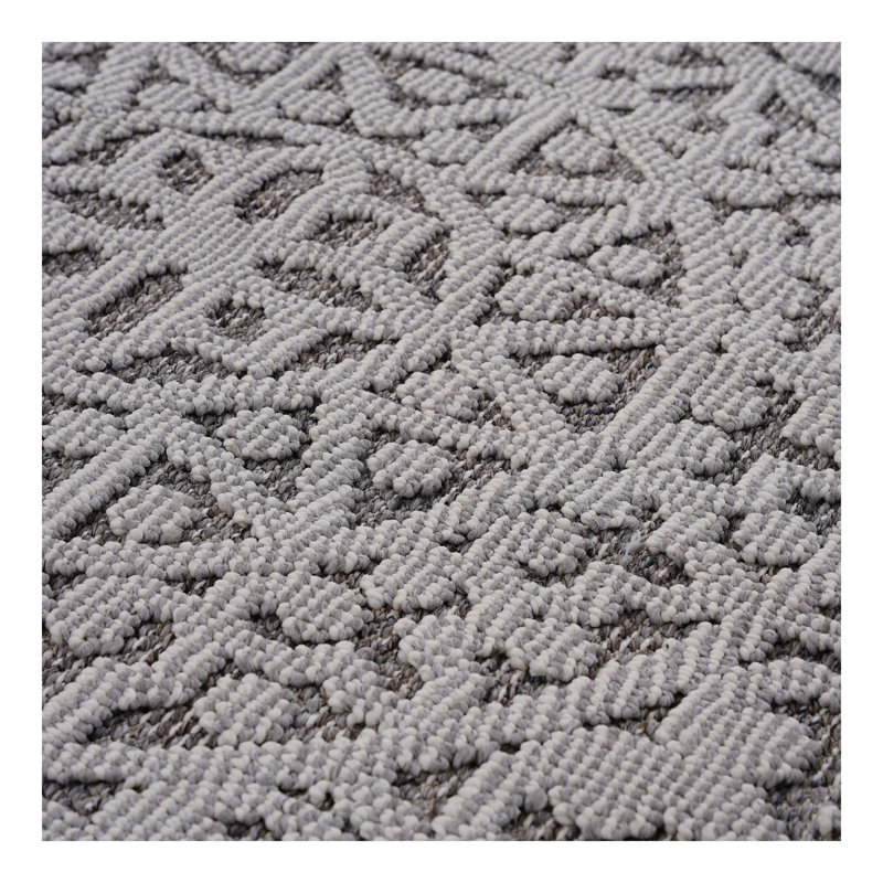Collection 5X7 Gray/White /Medallion Indoor/Outdoor Area Rug, Rectangle 5'3" x 7'6"