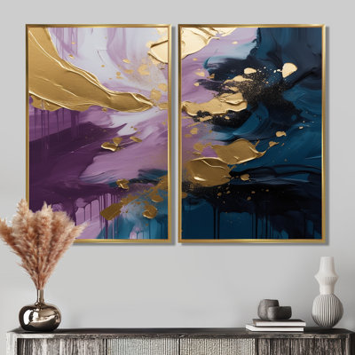 Purple And Blue Realities On Canvas IV - Abstract Painting Canvas Prints