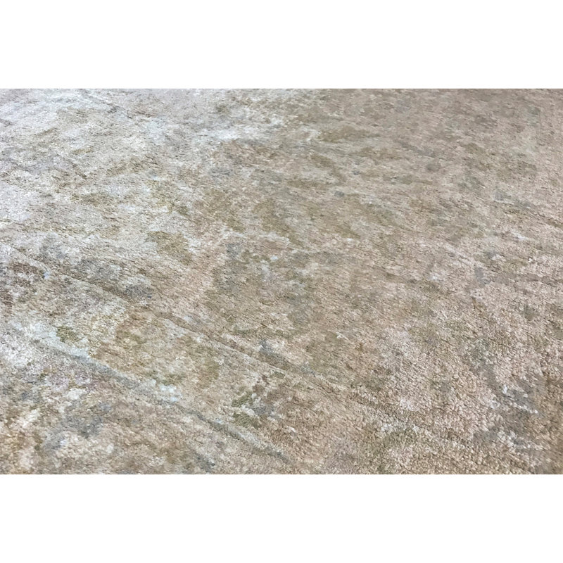 Sona Silk Oriental Area Rug in Camel/Gray