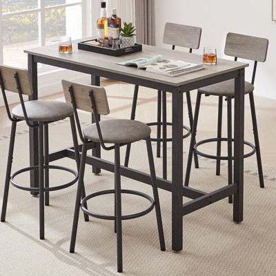 Counter Height 5-Piece Dining Set with 4 Upholstered Chairs, Space-Saving Pub Table for Small Kitchen & Apartment