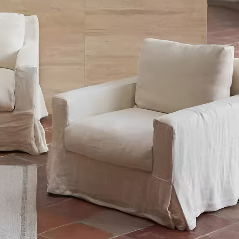 Wabi-sabi Retro Fabric Sofa Simple Straight Row Upholstered 39.37'' Sofa