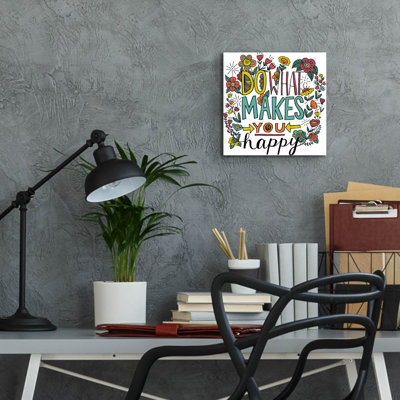 Art mural en verre épique «Do What Makes You Happy Color» par Elizabeth Caldwell, 12 po x 12 po