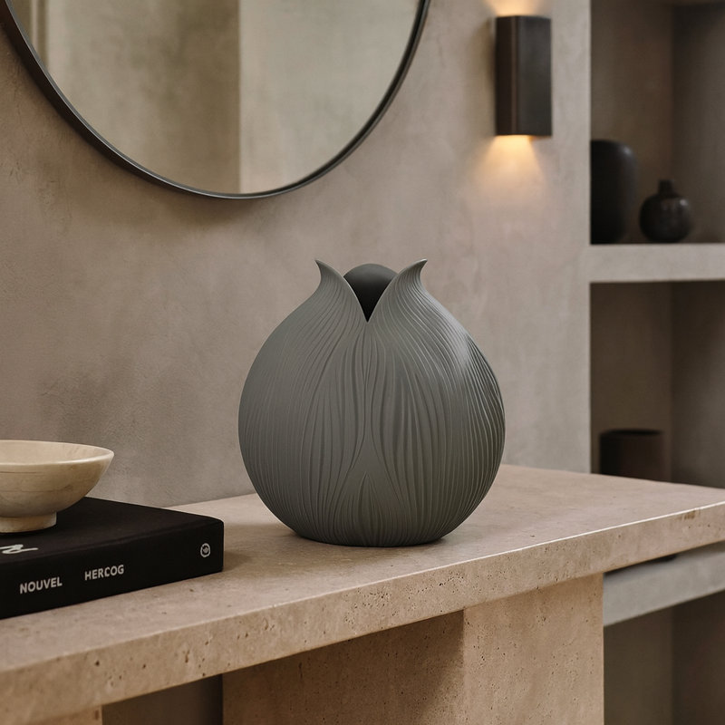 Onycha Handmade Ceramic / Porcelain Table Vase, Gray