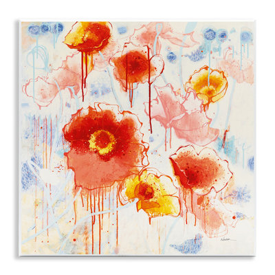 Dripping Abstract Poppies Wall Plaque Art by Shirley Novak