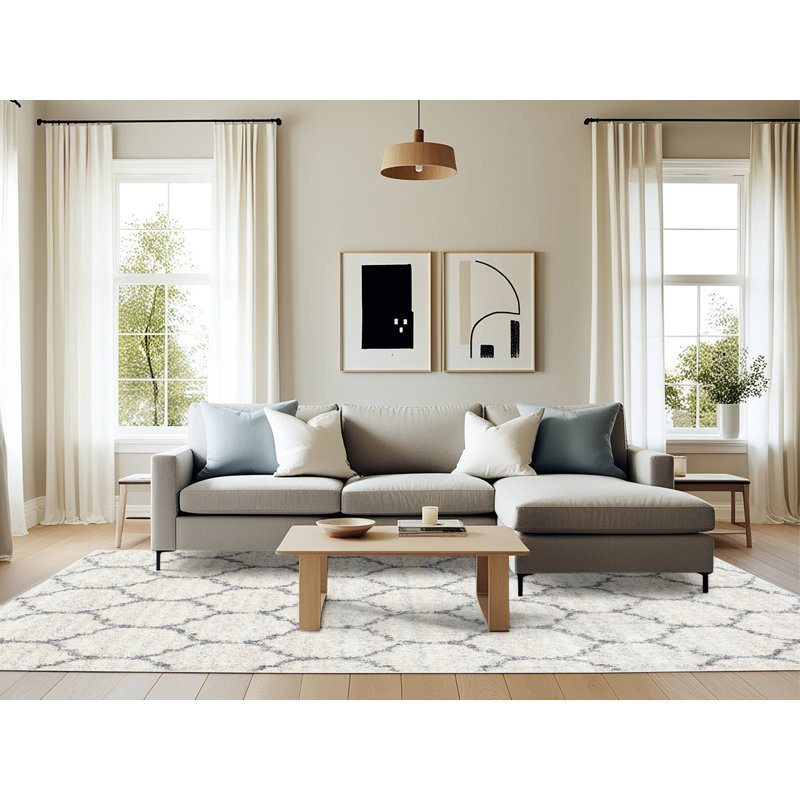 Tapis contemporain ivoire, Rectangle 6 pi x 9 pi
