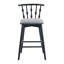 Tabouret de bar d'intérieur en bois, finition noire avec revêtement gris, ensemble de 2