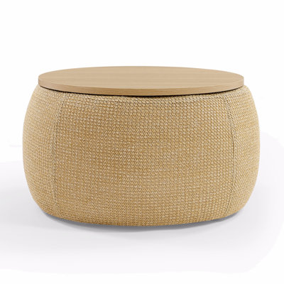 Round Storage Ottoman, 2 In 1 Function, Work As End Table And Ottoman