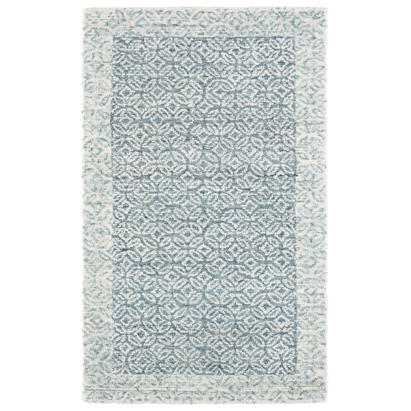 Sandborn Hand Tufted Wool/Cotton Geometric Rug in Ivory, Rectangle 3' x 5'