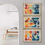 Ensemble de 3 pièces Mid-Century «Bright Orange Mid-Century Modern Retro Polygon»-100136153-100136156