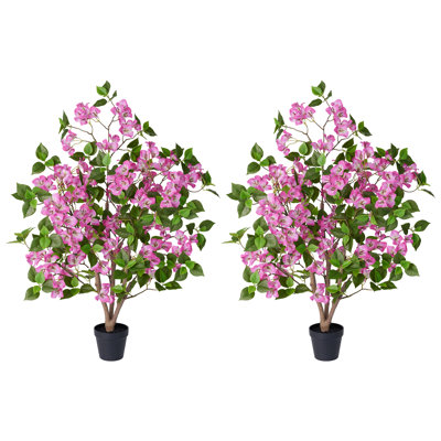 Ensemble de 2 bougainvilliers artificiels avec pot à fleurs blanc Adcock, 48 po