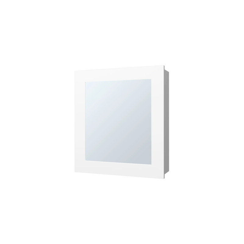 Armoire de rangement blanche pour salle de bain - Miroir inclus, 2 tablettes modernes avec porte pour