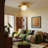 Modern Brass 12.99" 1-Light Semi-Flush Mount Light with Opal Glass Globe