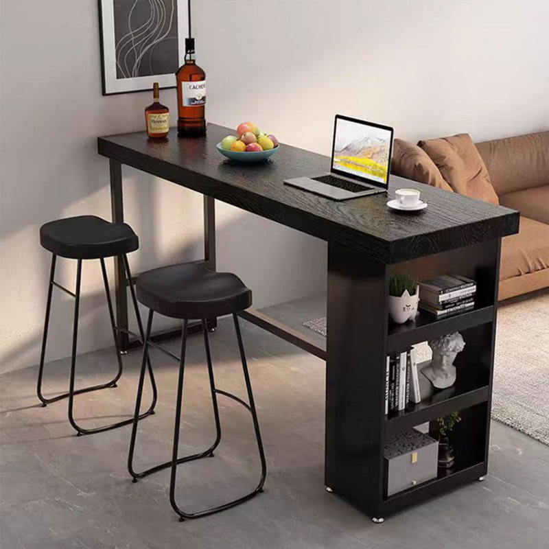 Ensemble de tables de bar droites pour 2 personnes en bois massif et fer noir