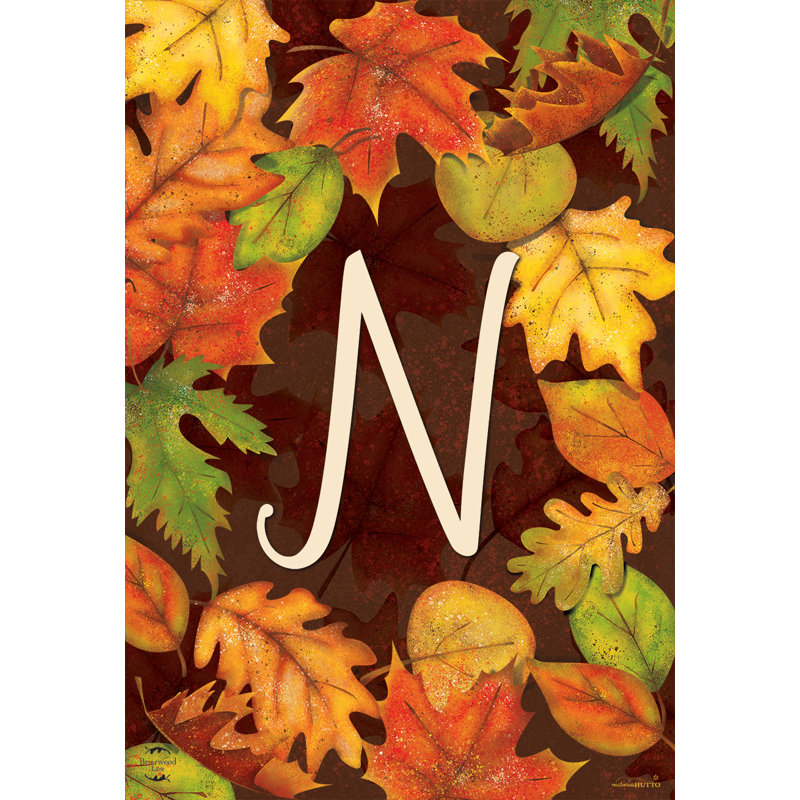 Feuilles d'automne monogramme lettre N drapeau de jardin