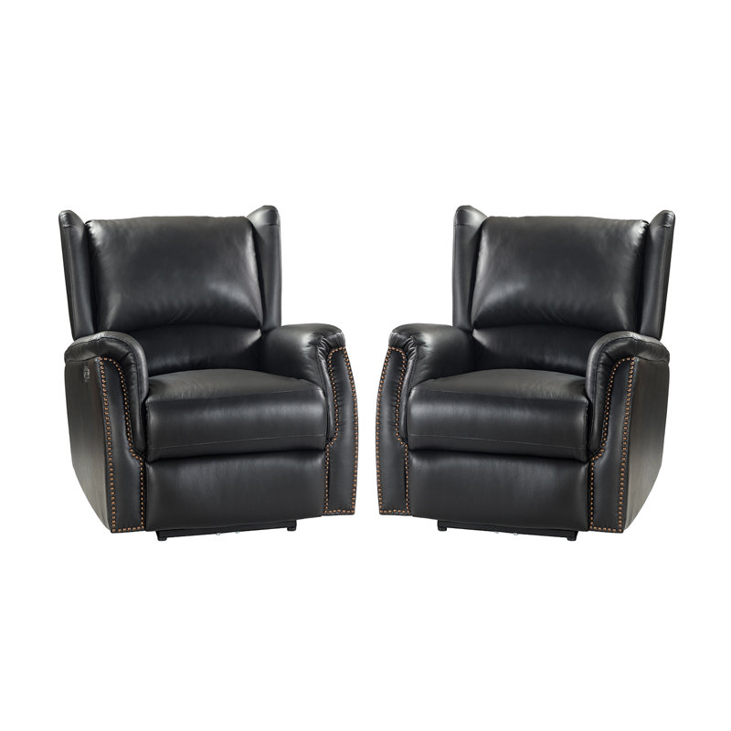 Power Recliner, Black  Genuine Leather