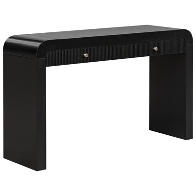Rustic Console Table with Fluted Drawer Front, Entryway Table with Curved Corners & Thick Legs